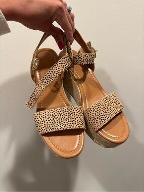 J. Crew Factory Tan & Black Cheetah Espadrille Wedge Sandals